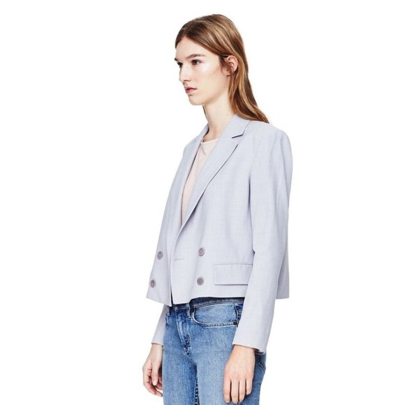 Theory Icon Timeless Classics Reborn Cropped Blazer Light Heather Size 6 - Picture 2 of 6